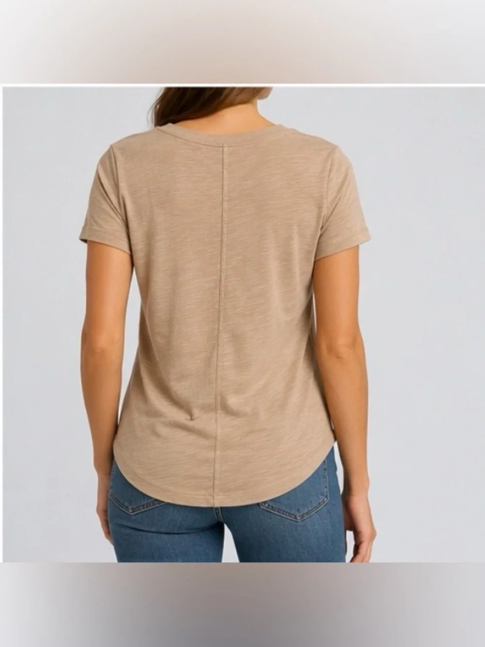 TravisMathew Women’s M Beige Modal Blend Crewneck Tee Shirt Soft Basic - Picture 2 of 6